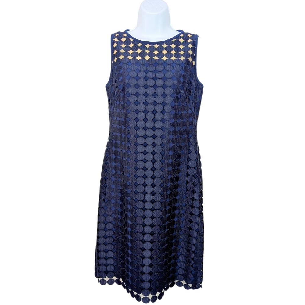 Ralph Lauren Navy Geometric Midi Dress